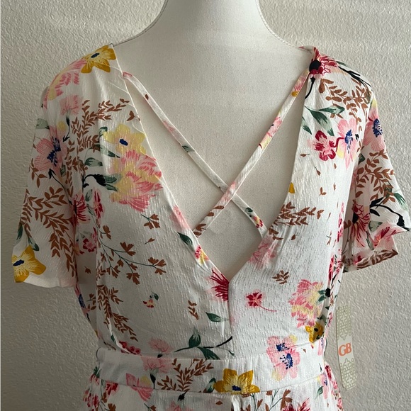 GB Floral V-Neck Romper Maxi Dress L - Picture 4 of 16